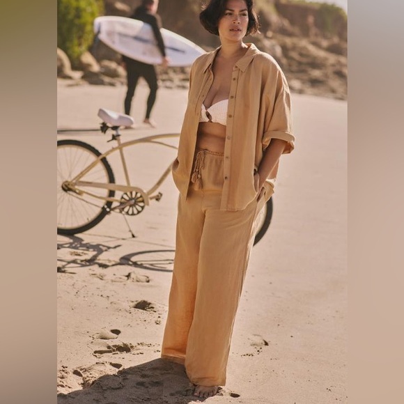 By Anthropologie Short-Sleeve Linen Button-Down Shirt - Picture 6 of 10